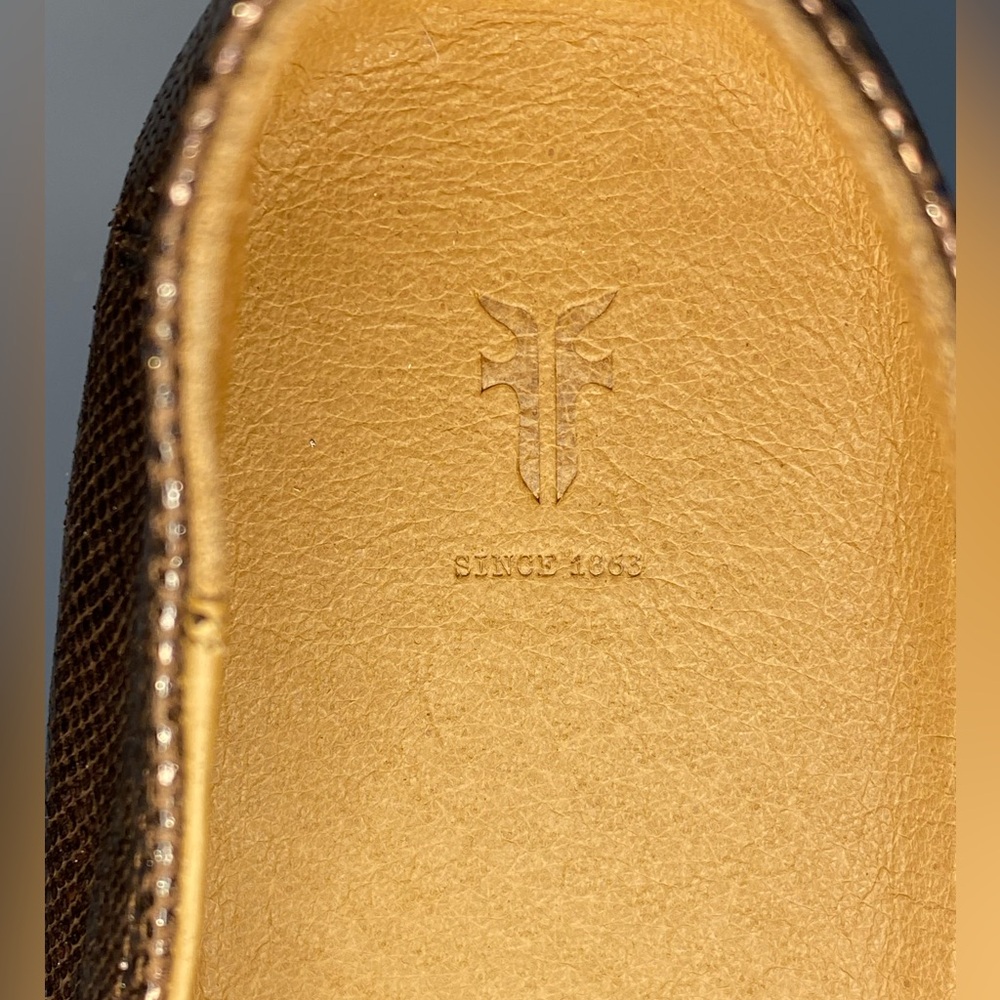 Frye Melanie Multi-Metallic Lizard Foil-Embossed Leather Slip-On Sneaker - Picture 8 of 13